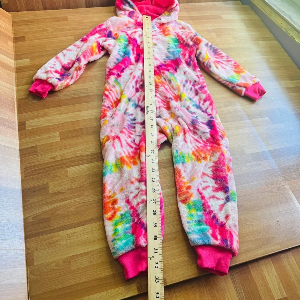 Tie dye hooded one piece pajamas size 4